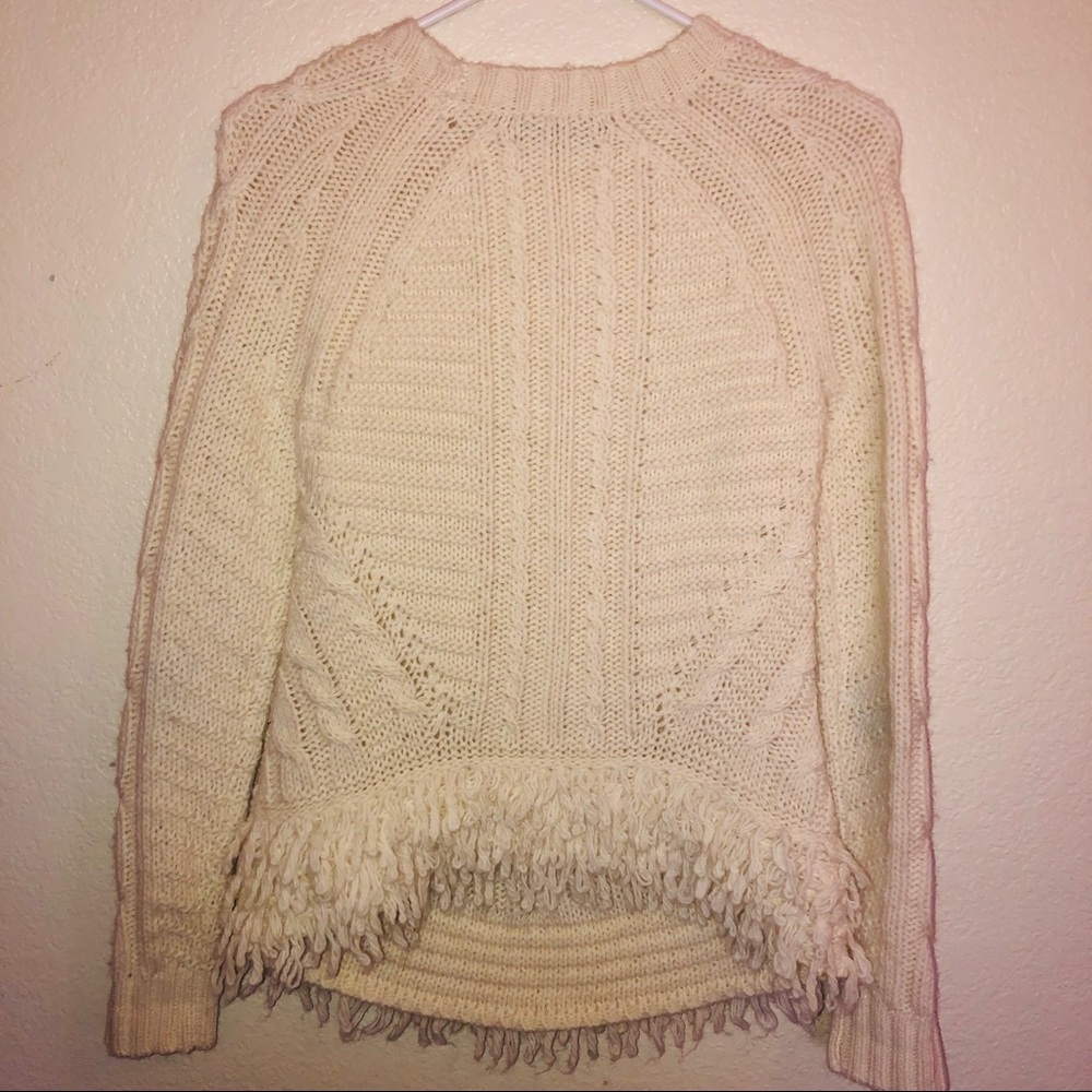 BANANA REPUBLIC Italian yarn cable fringe sweater - Picture 6 of 8